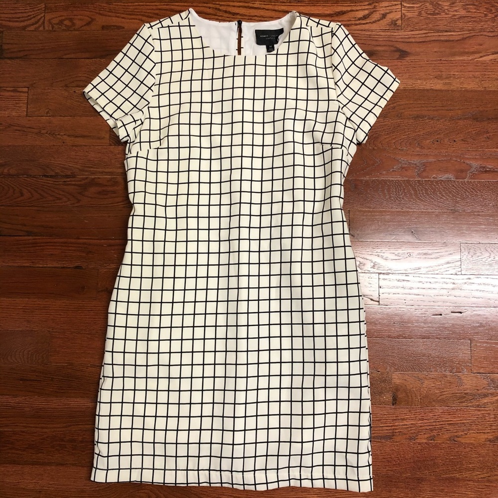 White and Black Checked Mini Dress